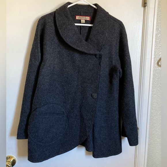 🌸Beyond Threads Black Felted Peruvian Alpaca Blend Asymmetrical Jacket #Bl - Picture 3 of 13